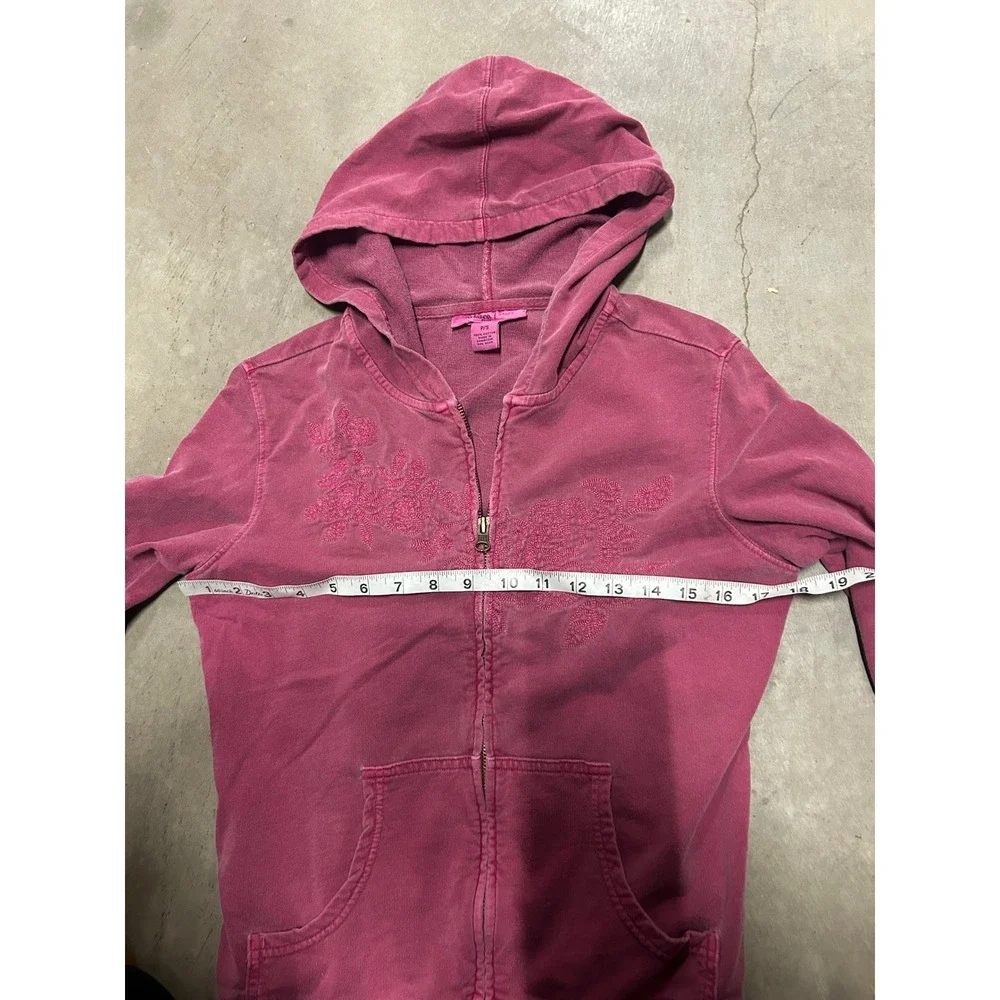 Style & Co Sport Petite Pink Velour Tracksuit Set Zip Hoodie Wide Leg Pants PS